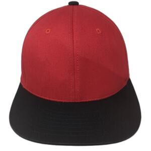 KB ETHOS Snapback Hat Red One Size Colorblock Adjustable Blank Flat Brim